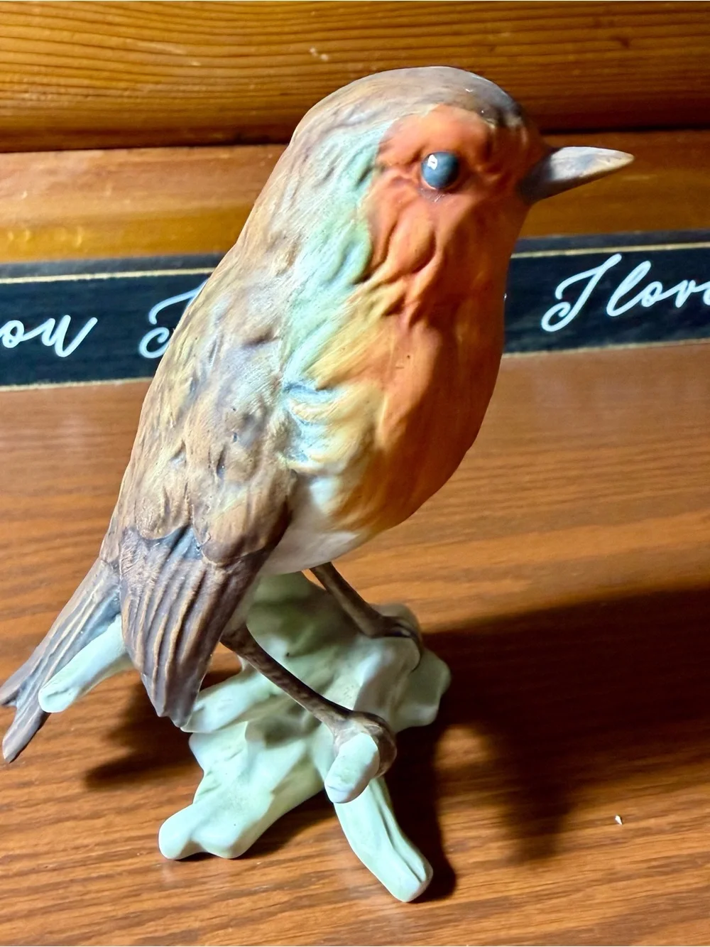 Vintage Goebel West Germany Rotkehlchen Robin Rouge- Gorge On Branch Figurine